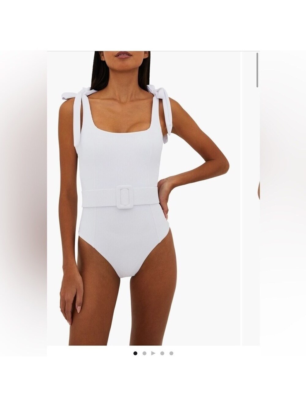 Beach Riot Sydney Belted One Piece Swimsuit Shoulder Tie Ribbed Size L